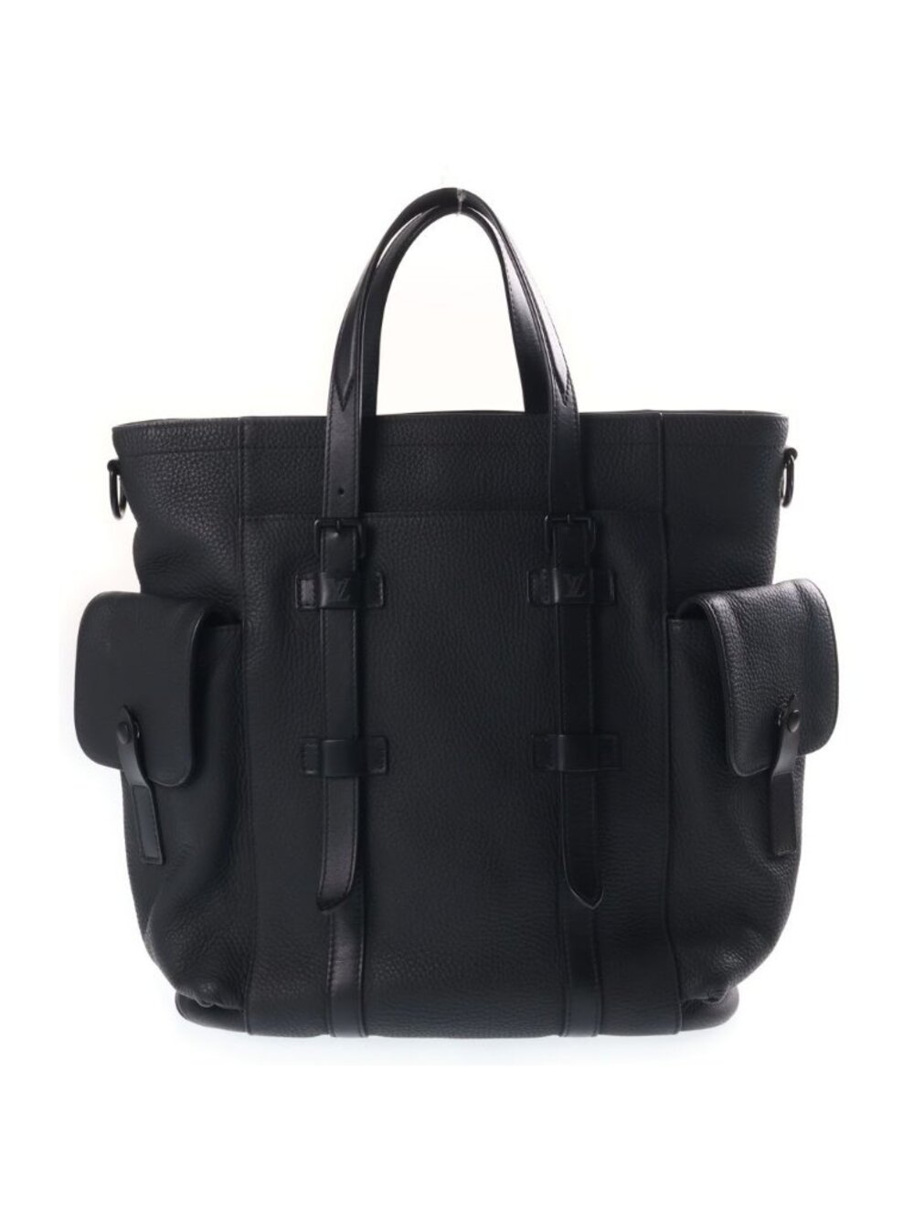 Louis Vuitton Christopher Tote Shoulder Bag Taurillon Black Strap